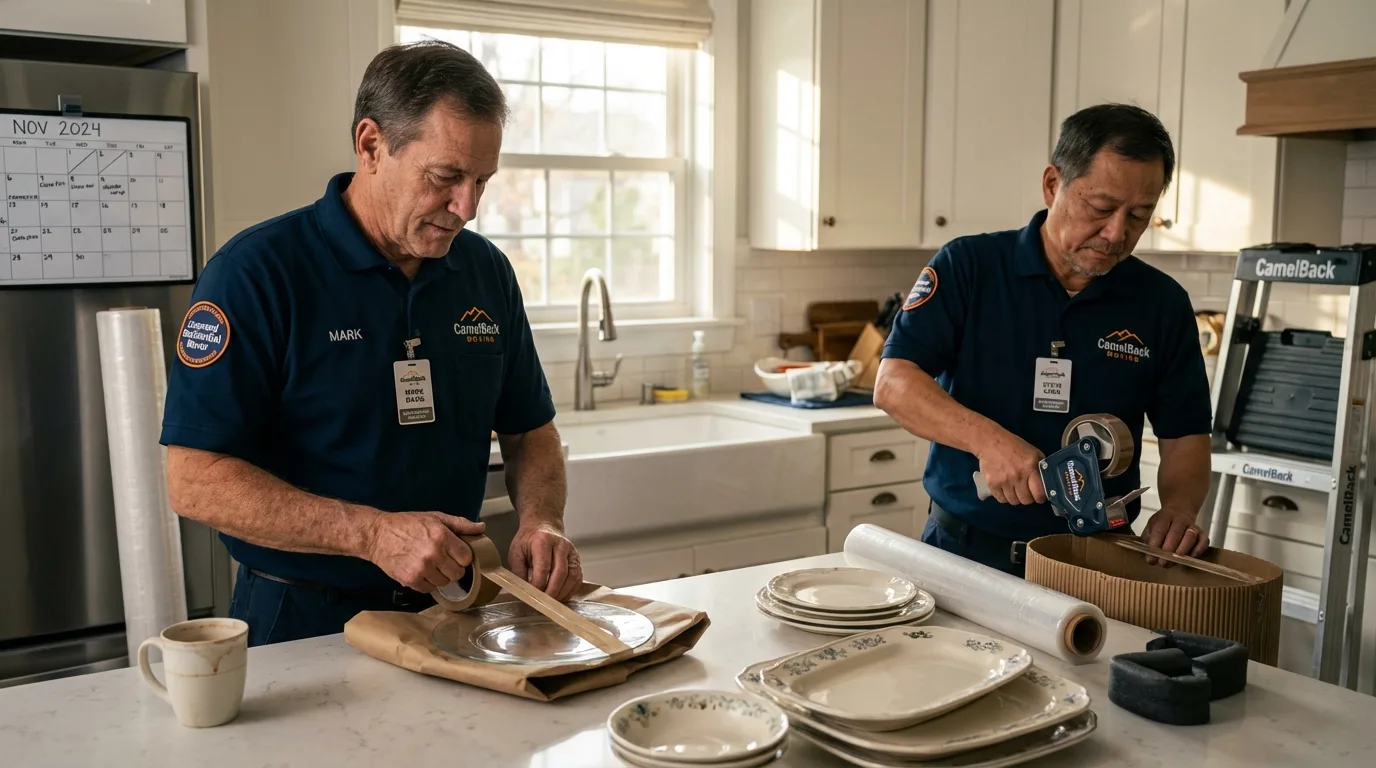 Professional crew packing kitchen dishware in Landing, NJ